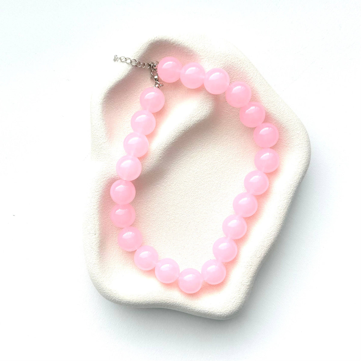 Jelly Chunky Beaded Necklace Light Pink