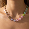 Vintage Inspired Pastel Crystal Collar Necklace