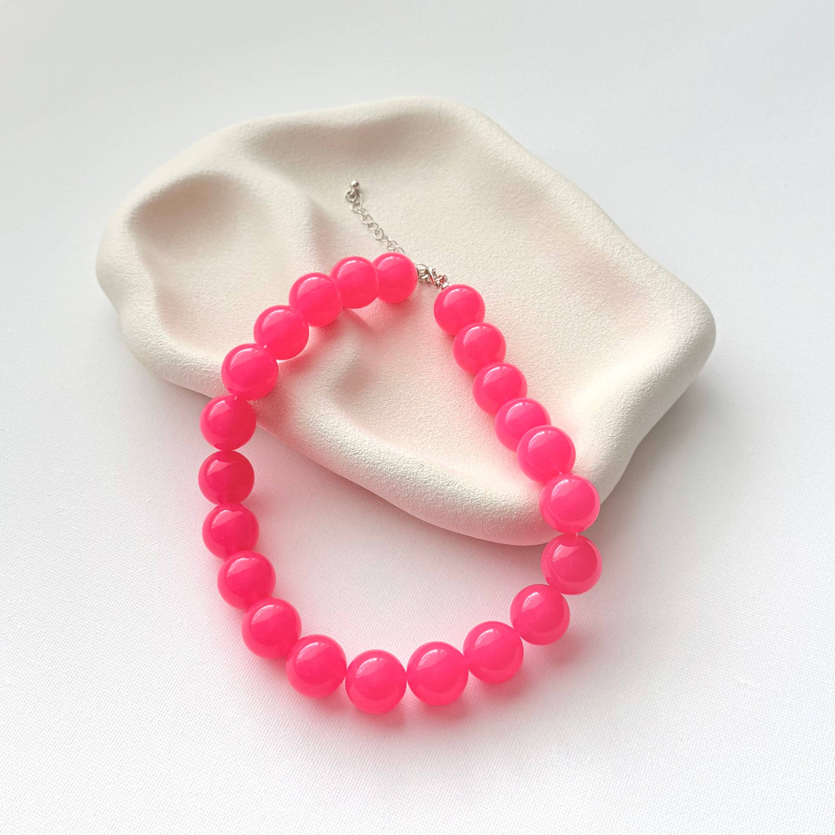 Chunky Oversized Beaded Necklace Hot Pink