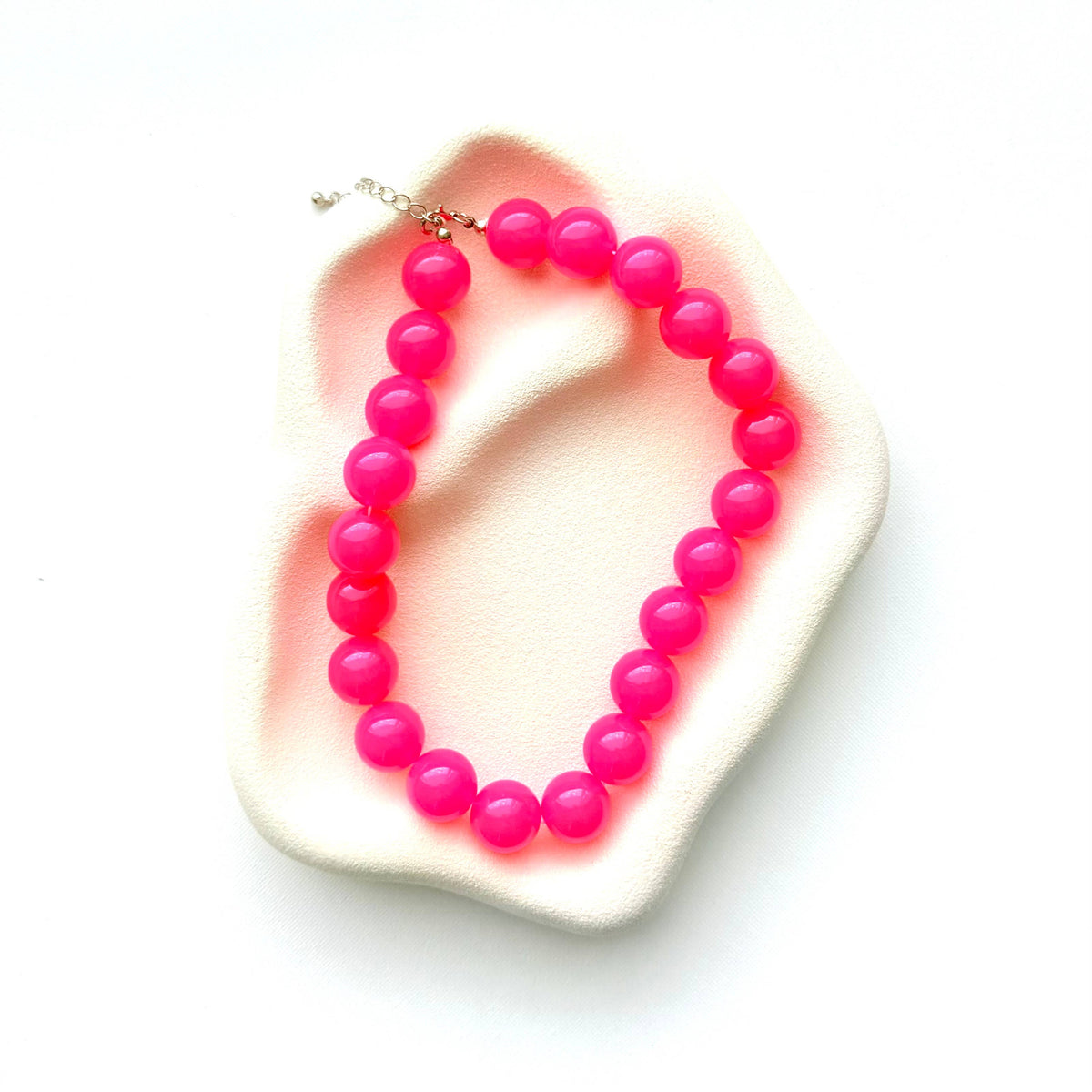 Chunky Oversized Beaded Necklace Hot Pink