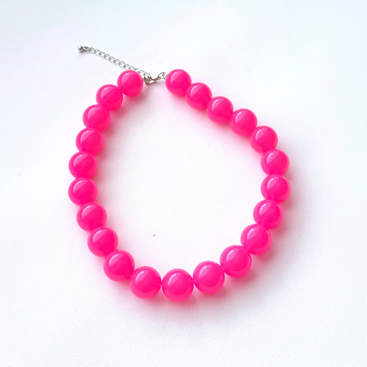 Chunky Oversized Beaded Necklace Hot Pink