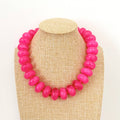 Oversized Rondelle Beaded Necklace | Hot Pink