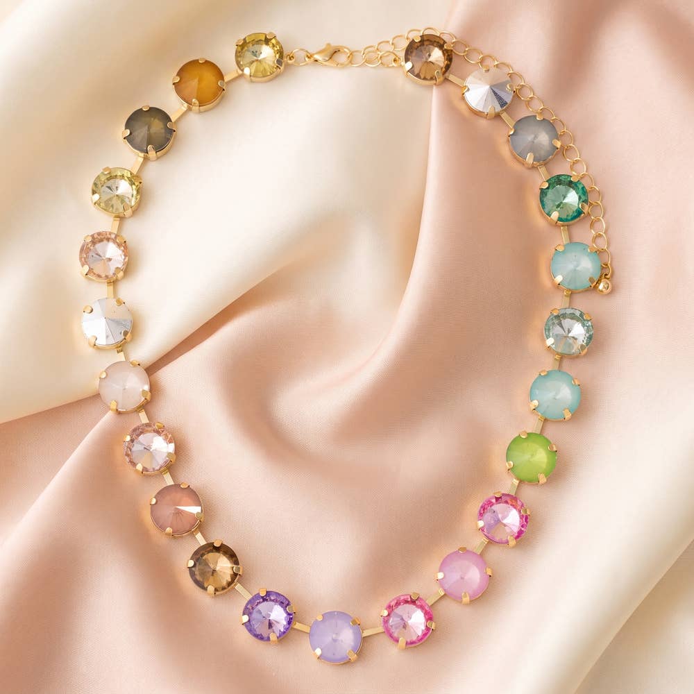 Vintage Inspired Pastel Crystal Collar Necklace