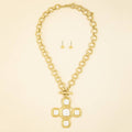 Abalone Inlay Cross Toggle Necklace