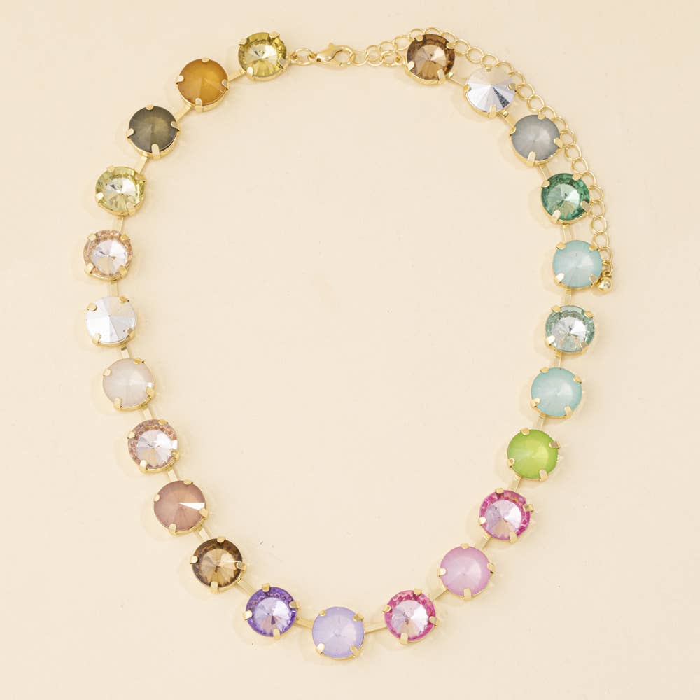 Vintage Inspired Pastel Crystal Collar Necklace