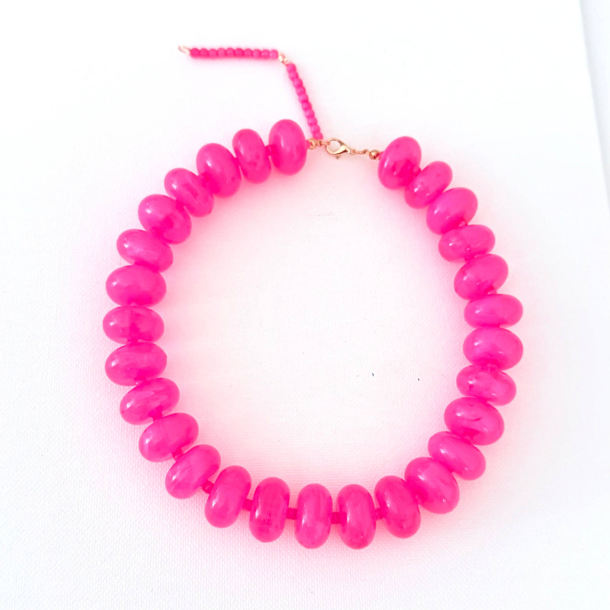 Oversized Rondelle Beaded Necklace | Hot Pink