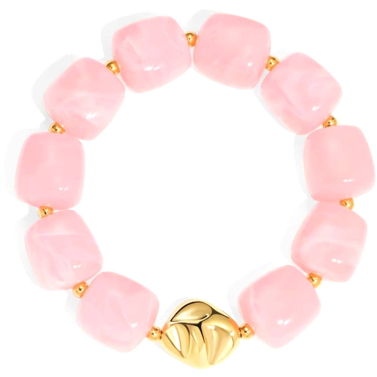 Chunky Cube Beaded Stretch Bracelet | Light Dusty Pink