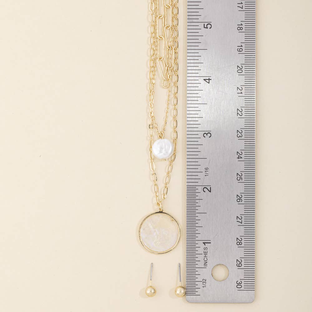 Layered Pearl And Mother Of Pearl Pendant Necklace