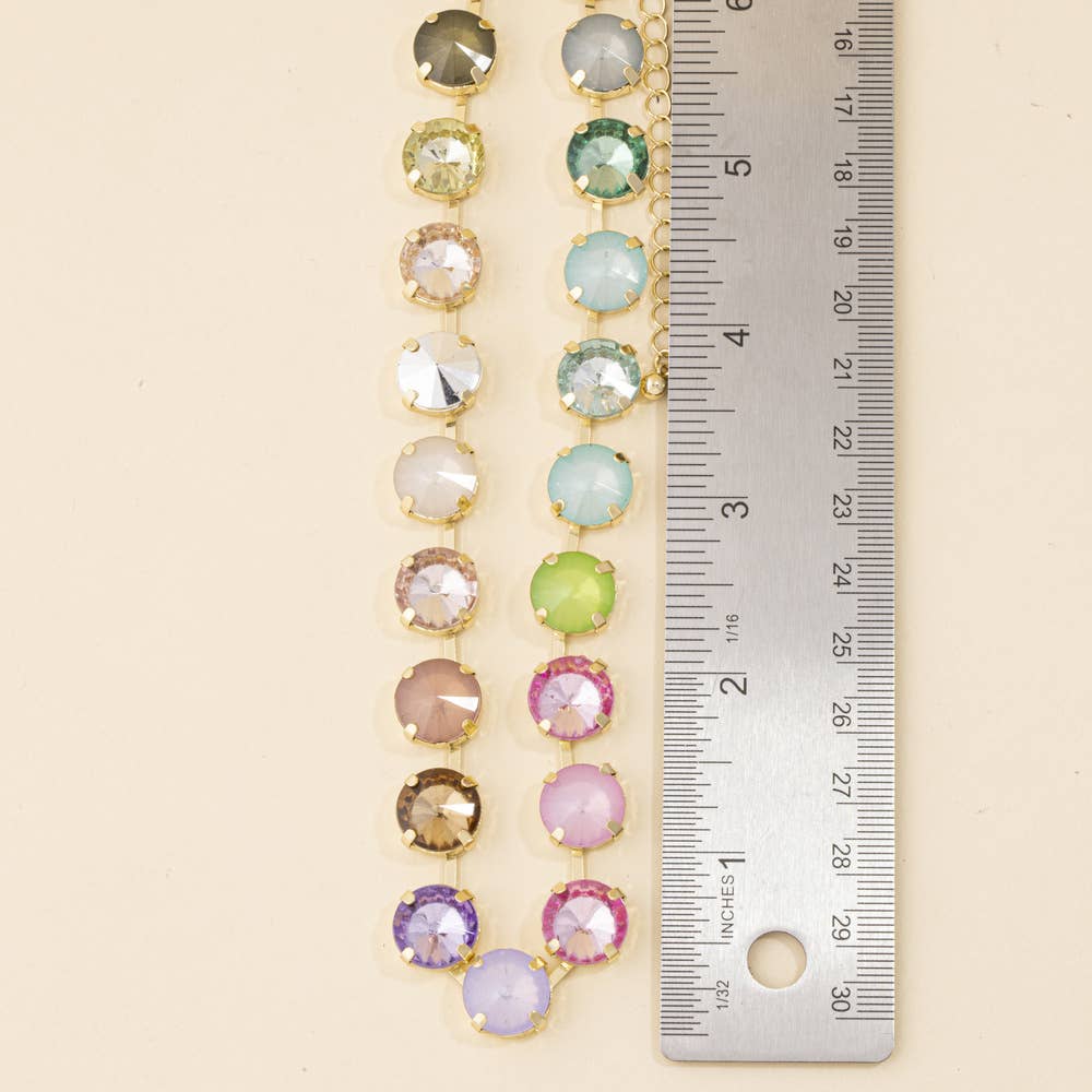 Vintage Inspired Pastel Crystal Collar Necklace