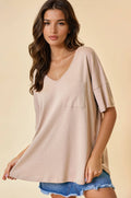 OVERSIZED V-NECK KNIT TOP - 43595T