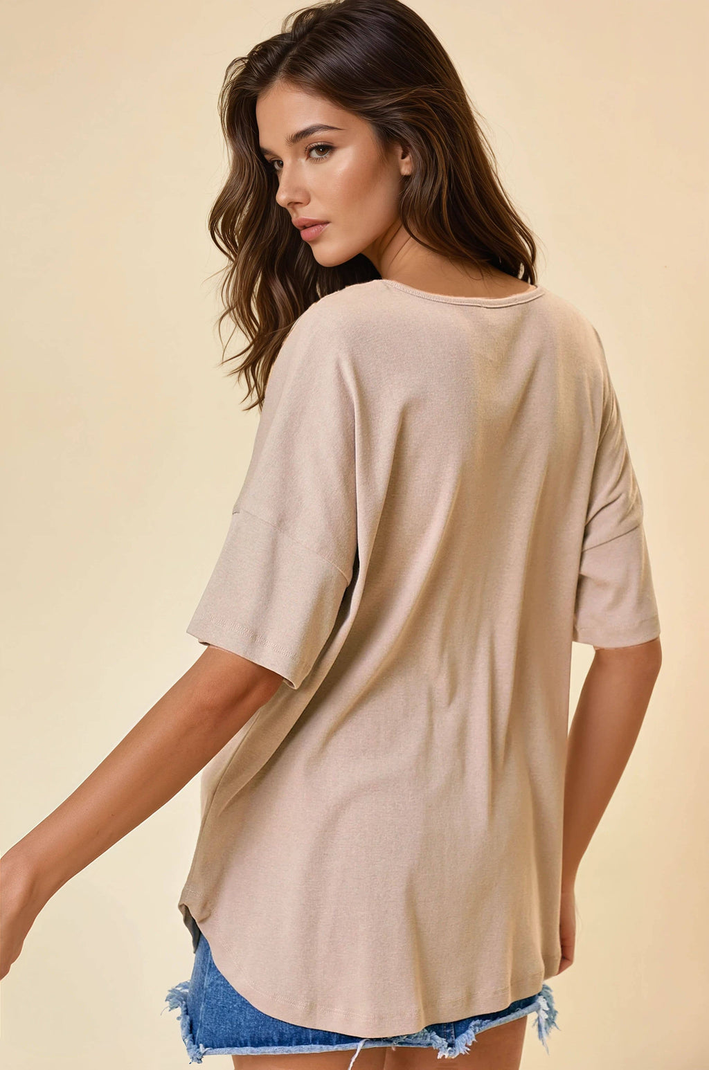 OVERSIZED V-NECK KNIT TOP - 43595T